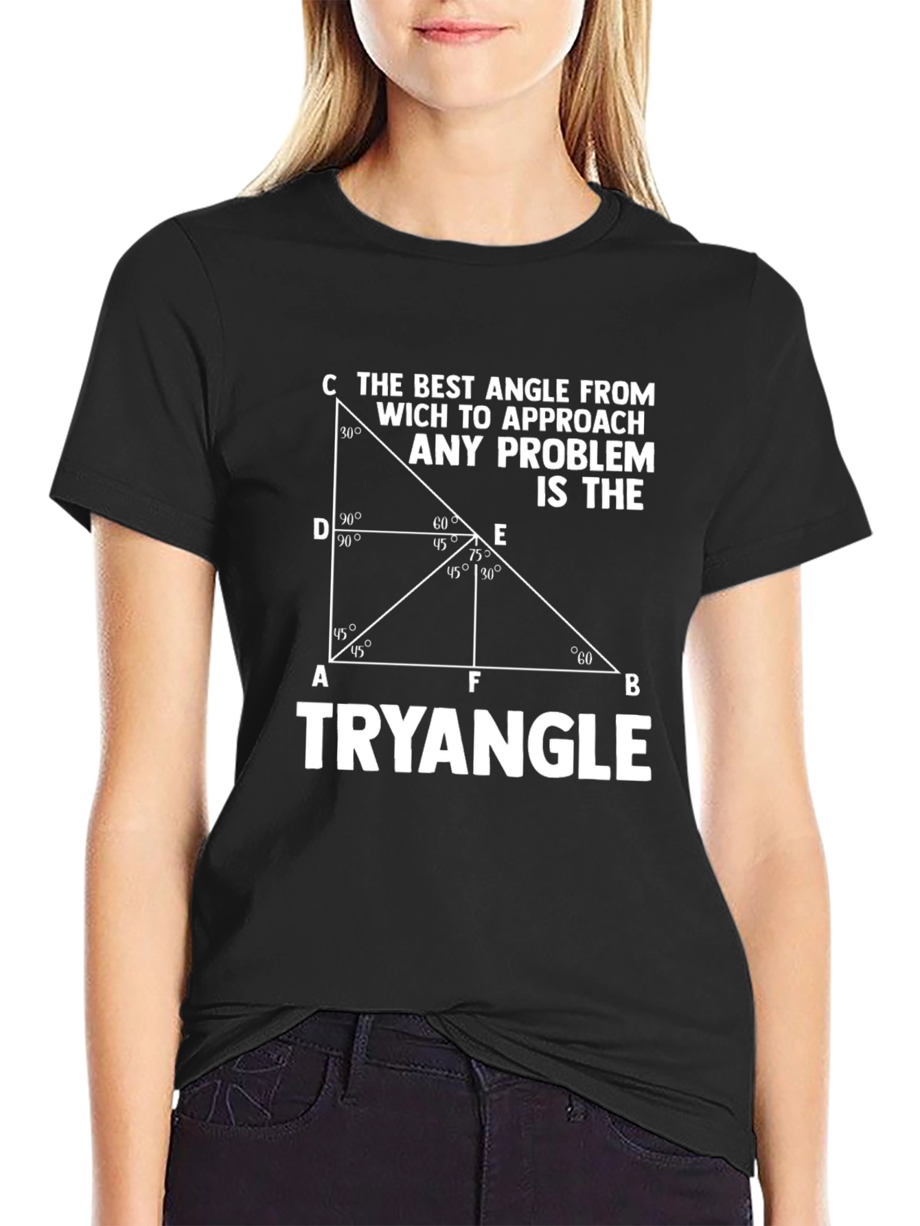 The Best Angle Math Humor Black T-Shirt