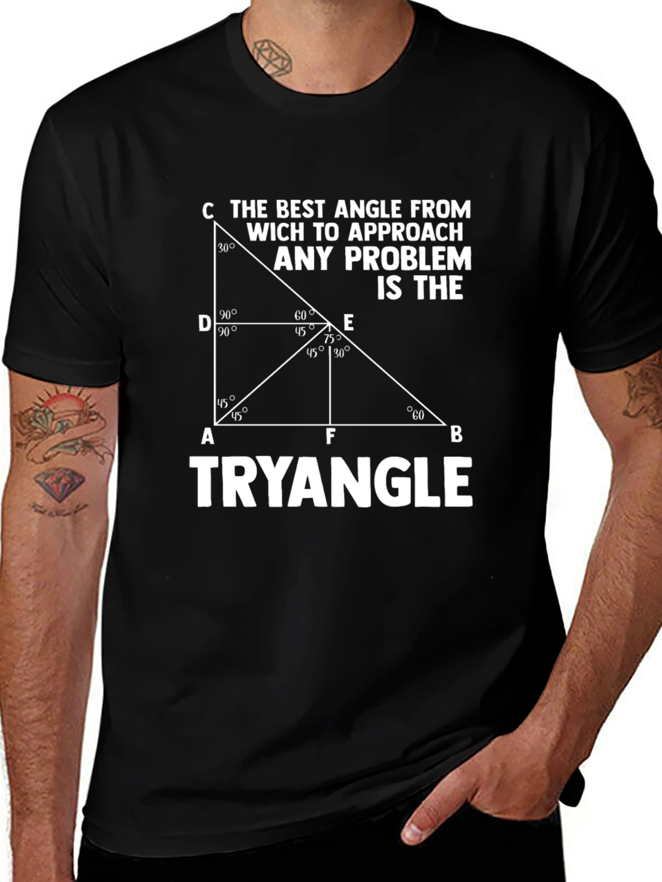 The Best Angle Math Humor Black T-Shirt
