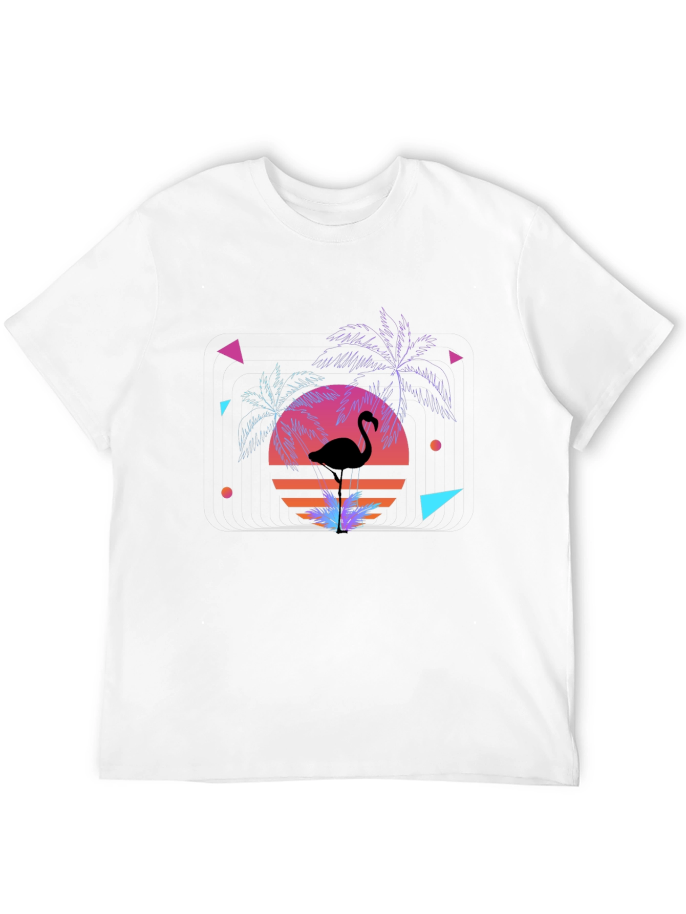Retro Flamingo Sunset Graphic Tee - Black