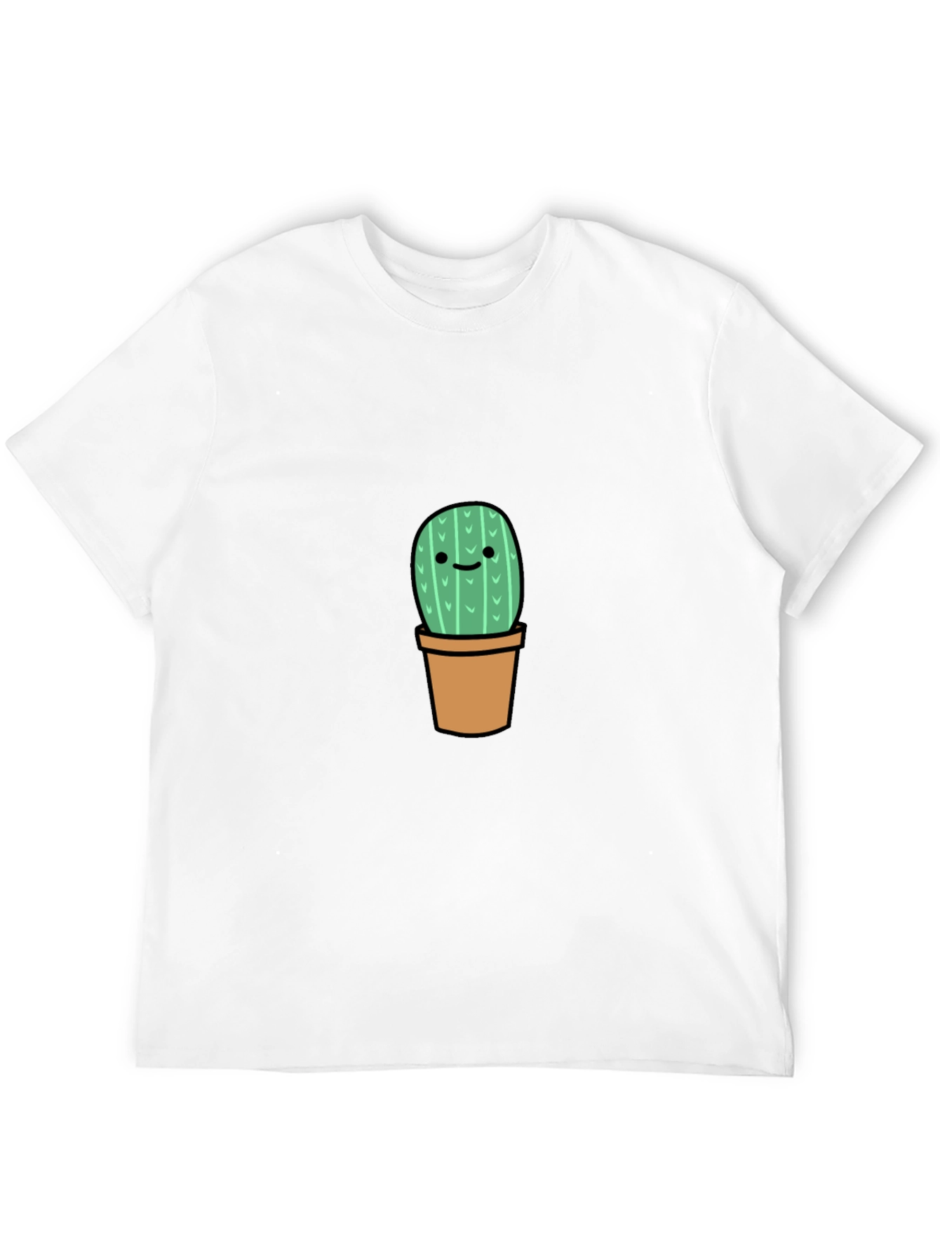 Cute Cactus Graphic Tee - Black Cotton T-Shirt