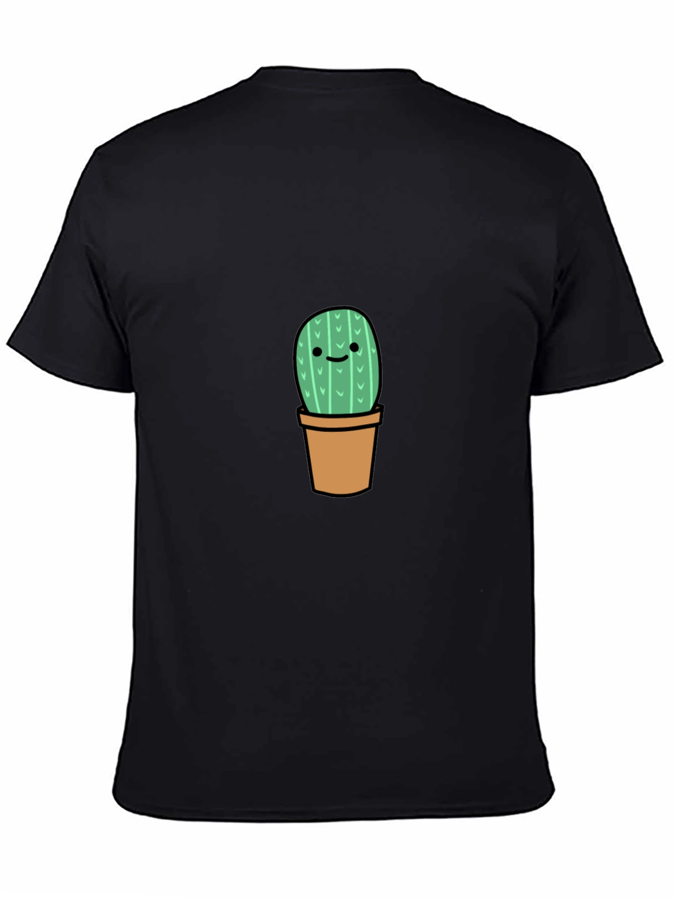 Cute Cactus Graphic Tee - Black Cotton T-Shirt