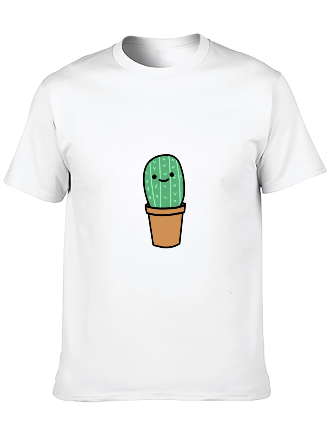 Cute Cactus Graphic Tee - Black Cotton T-Shirt