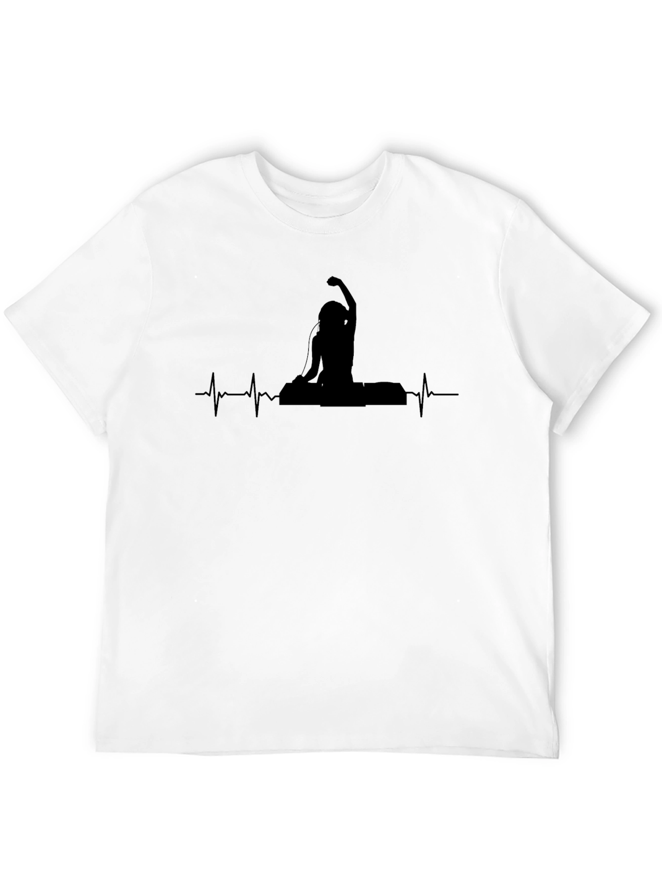 DJ Heartbeat Graphic Tee - Black Cotton