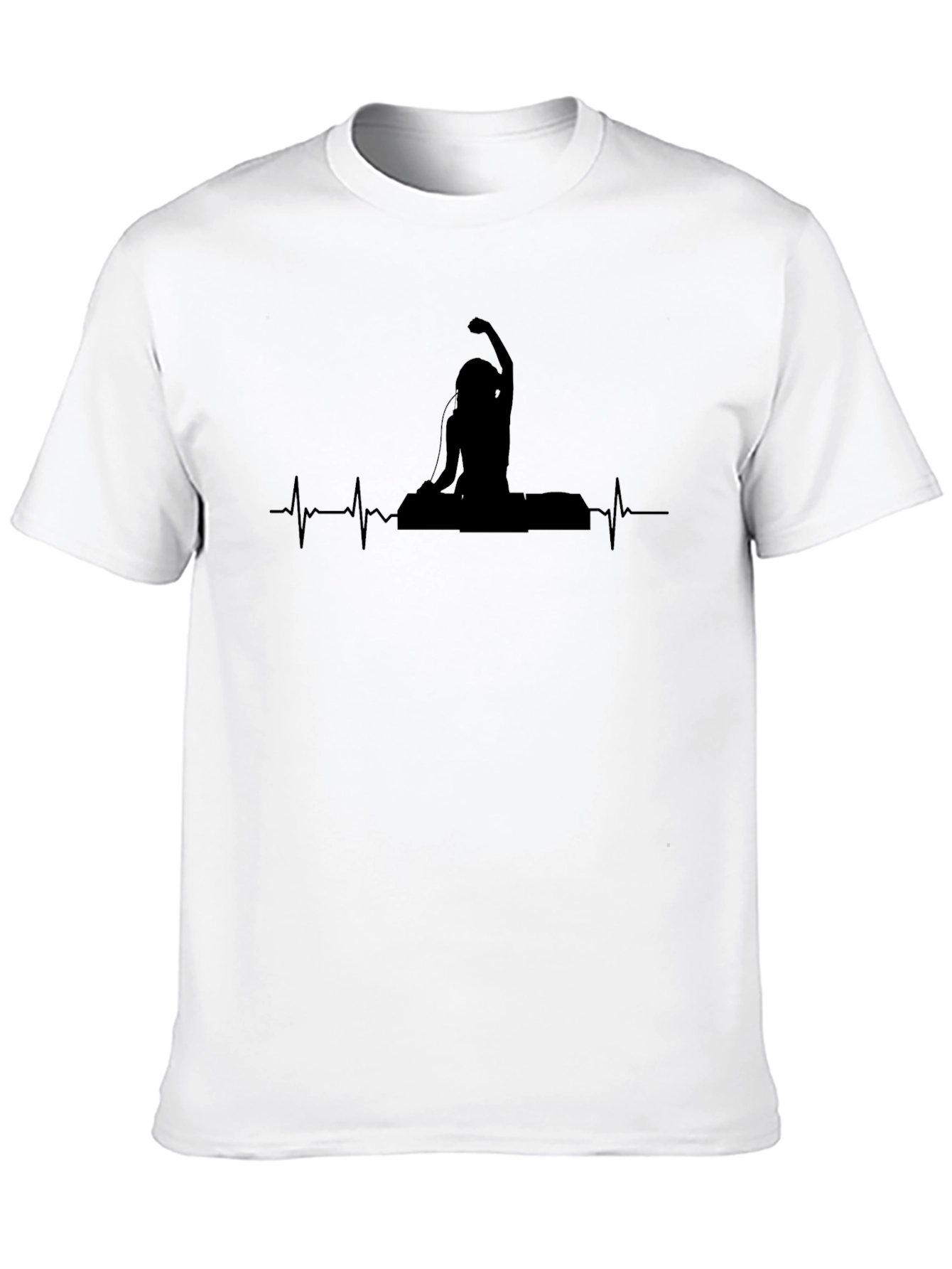 DJ Heartbeat Graphic Tee - Black Cotton