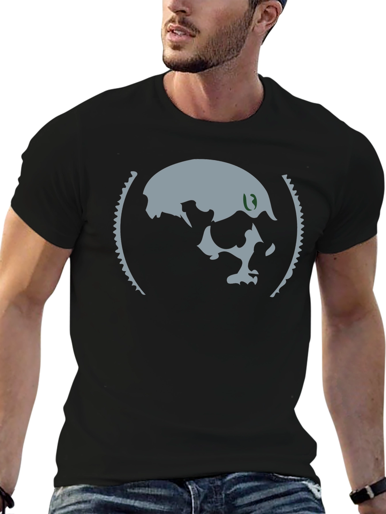 Skull Graphic Print Mens Black T-Shirt