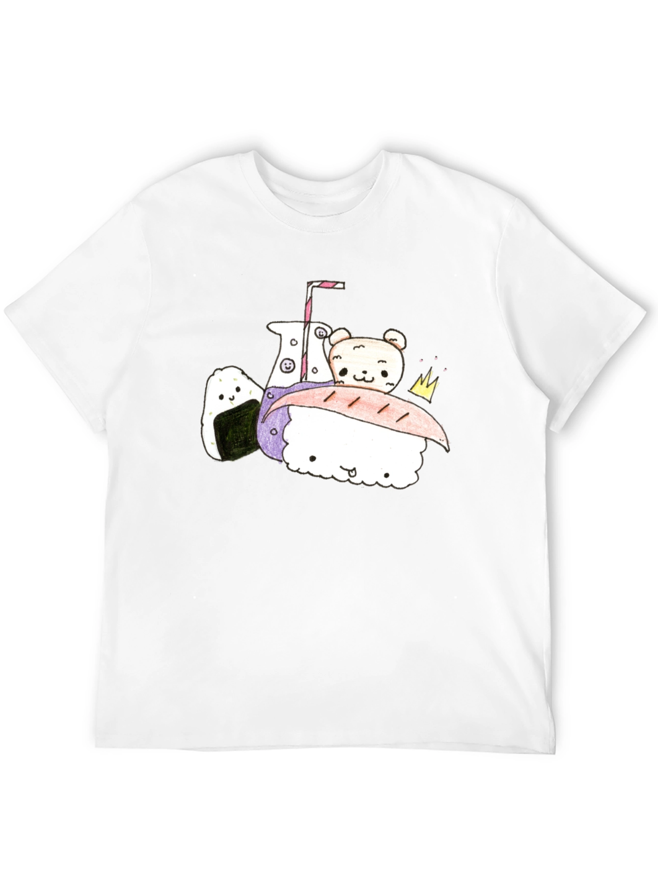 Cute Kawaii Food T-Shirt - Black