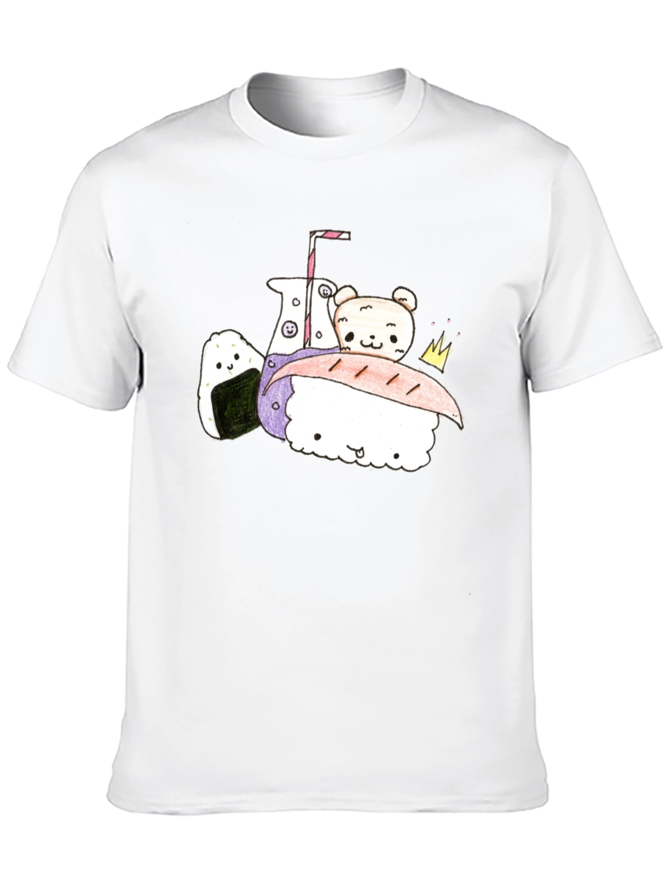 Cute Kawaii Food T-Shirt - Black