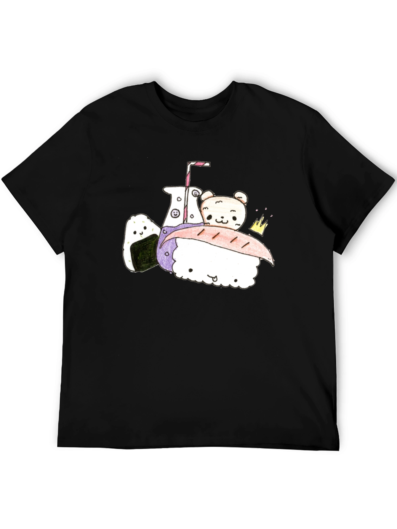 Cute Kawaii Food T-Shirt - Black