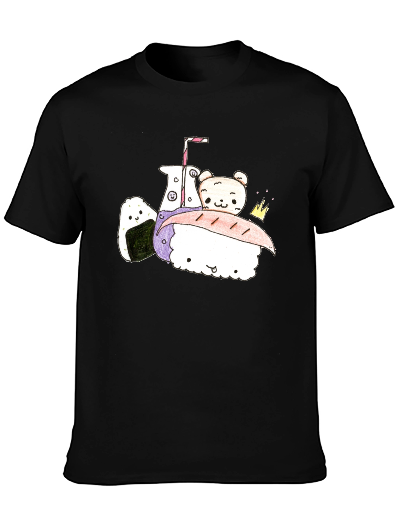 Cute Kawaii Food T-Shirt - Black