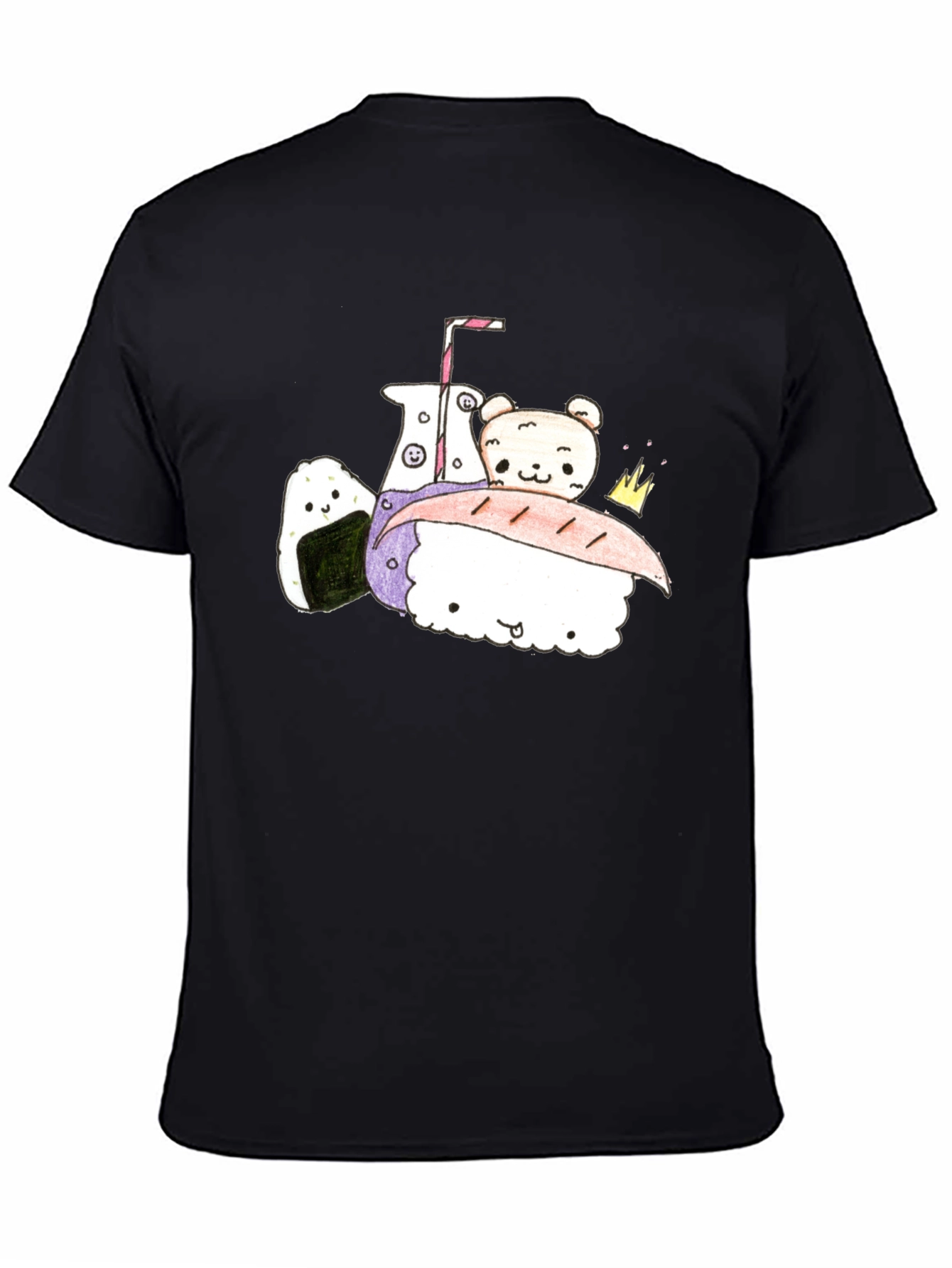 Cute Kawaii Food T-Shirt - Black
