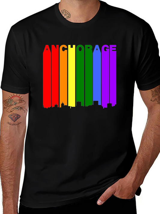 Anchorage Pride Skyline T-Shirt - Rainbow Colors