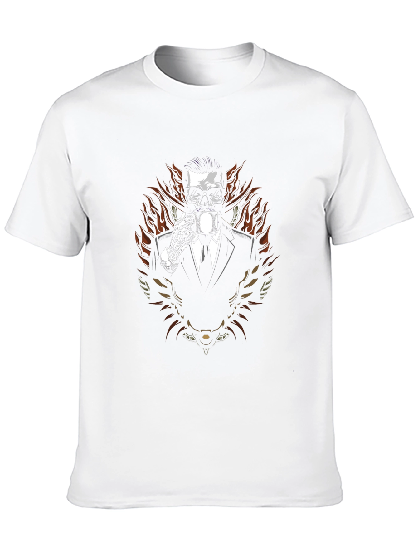 Skull in Suit Graphic Tee - Coffee Time!