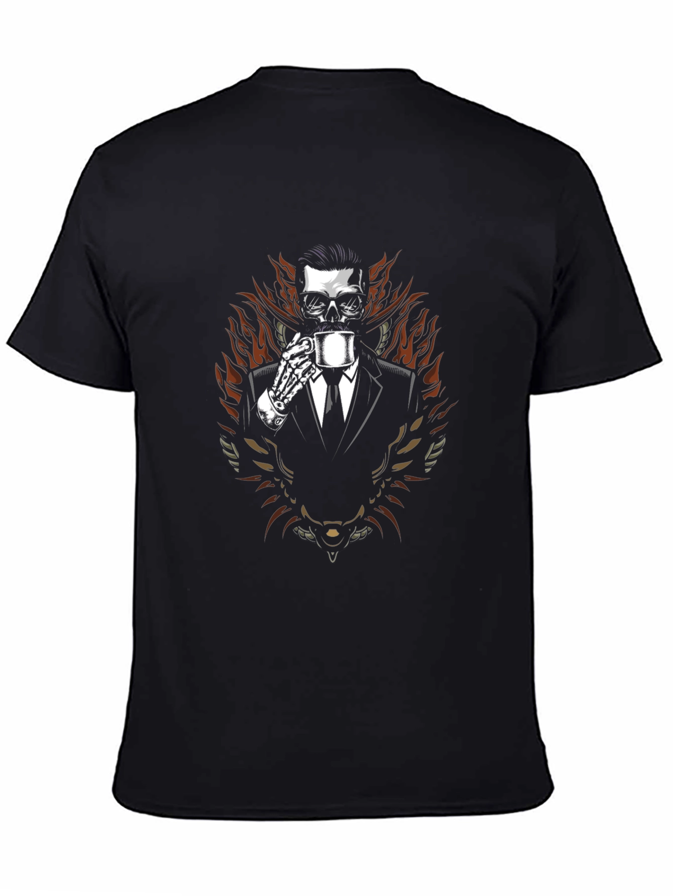Skull in Suit Graphic Tee - Coffee Time!