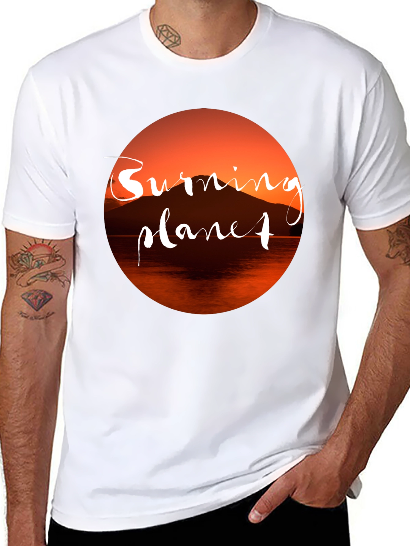 Burning Planet Graphic Tee - Eco-Conscious Fashion