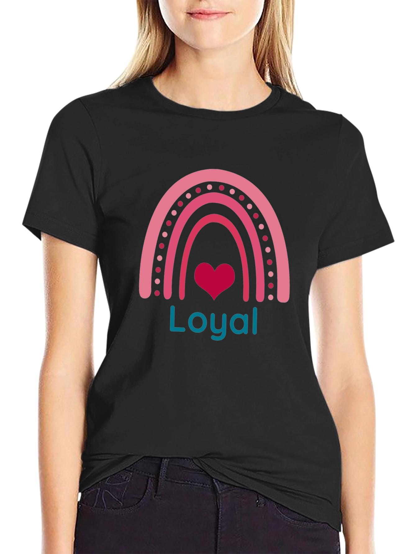 Loyal Heart Rainbow Graphic Tee - Black Cotton