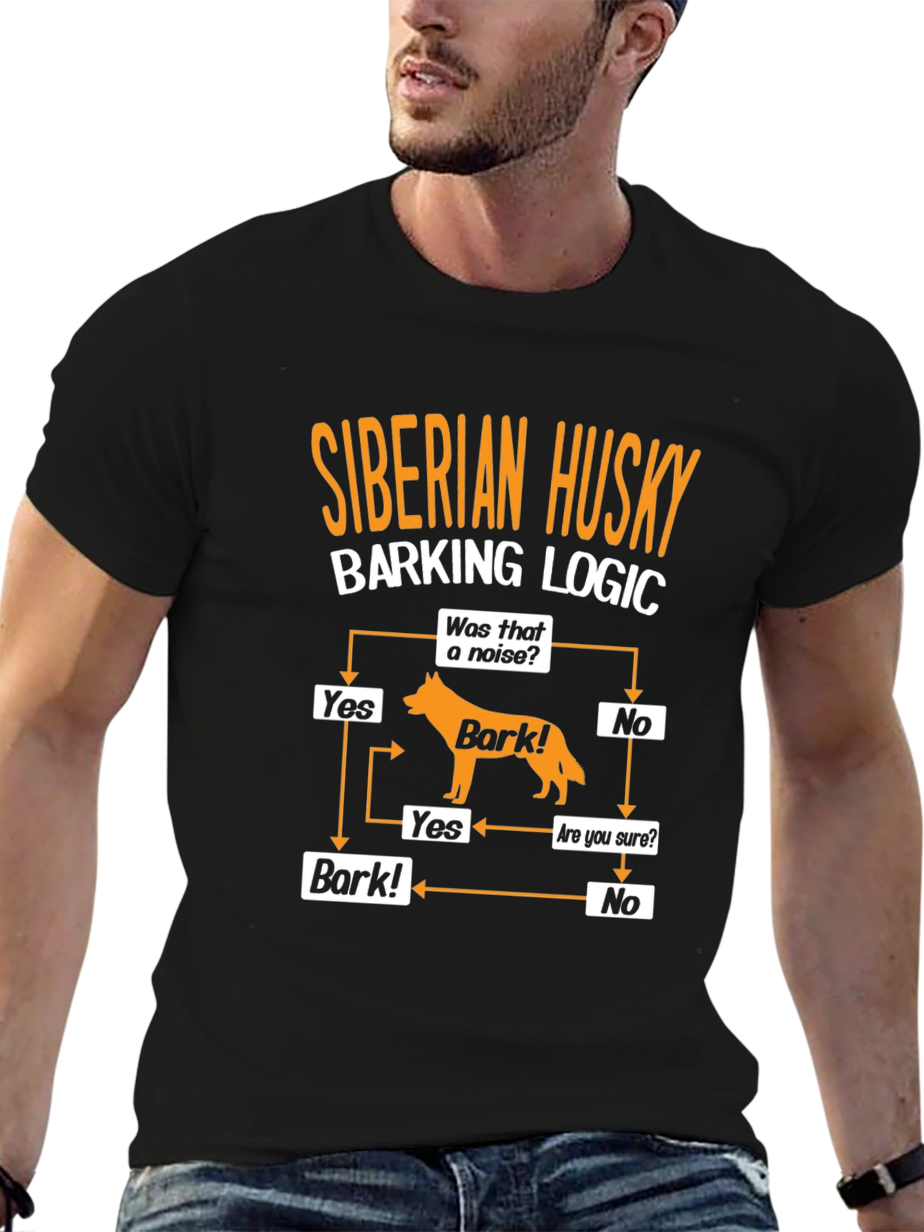 Siberian Husky Barking Logic Mens T-Shirt