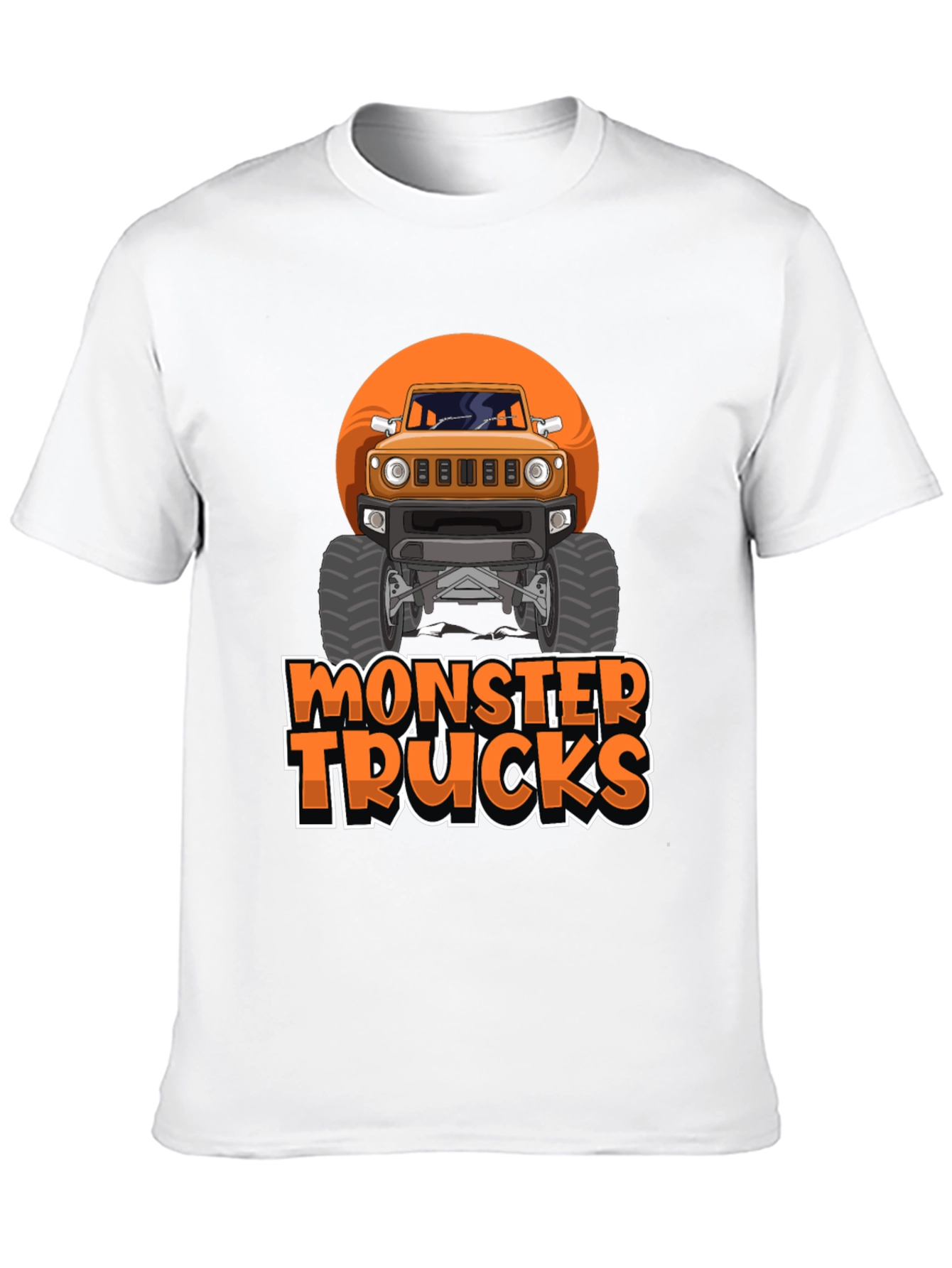 Monster Trucks Graphic Tee -  Black Crew Neck T-Shirt