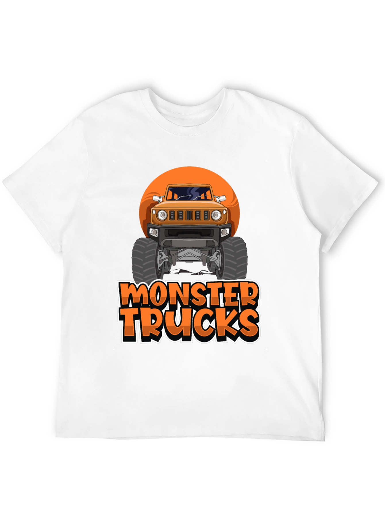 Monster Trucks Graphic Tee -  Black Crew Neck T-Shirt