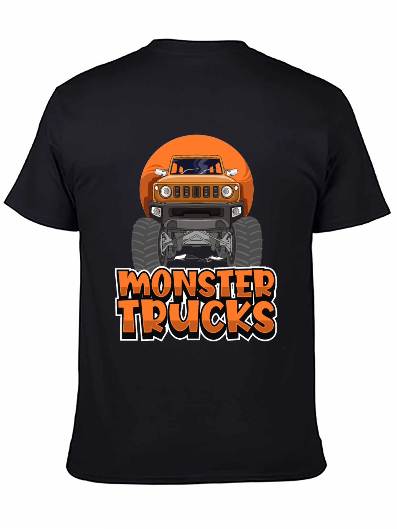 Monster Trucks Graphic Tee -  Black Crew Neck T-Shirt