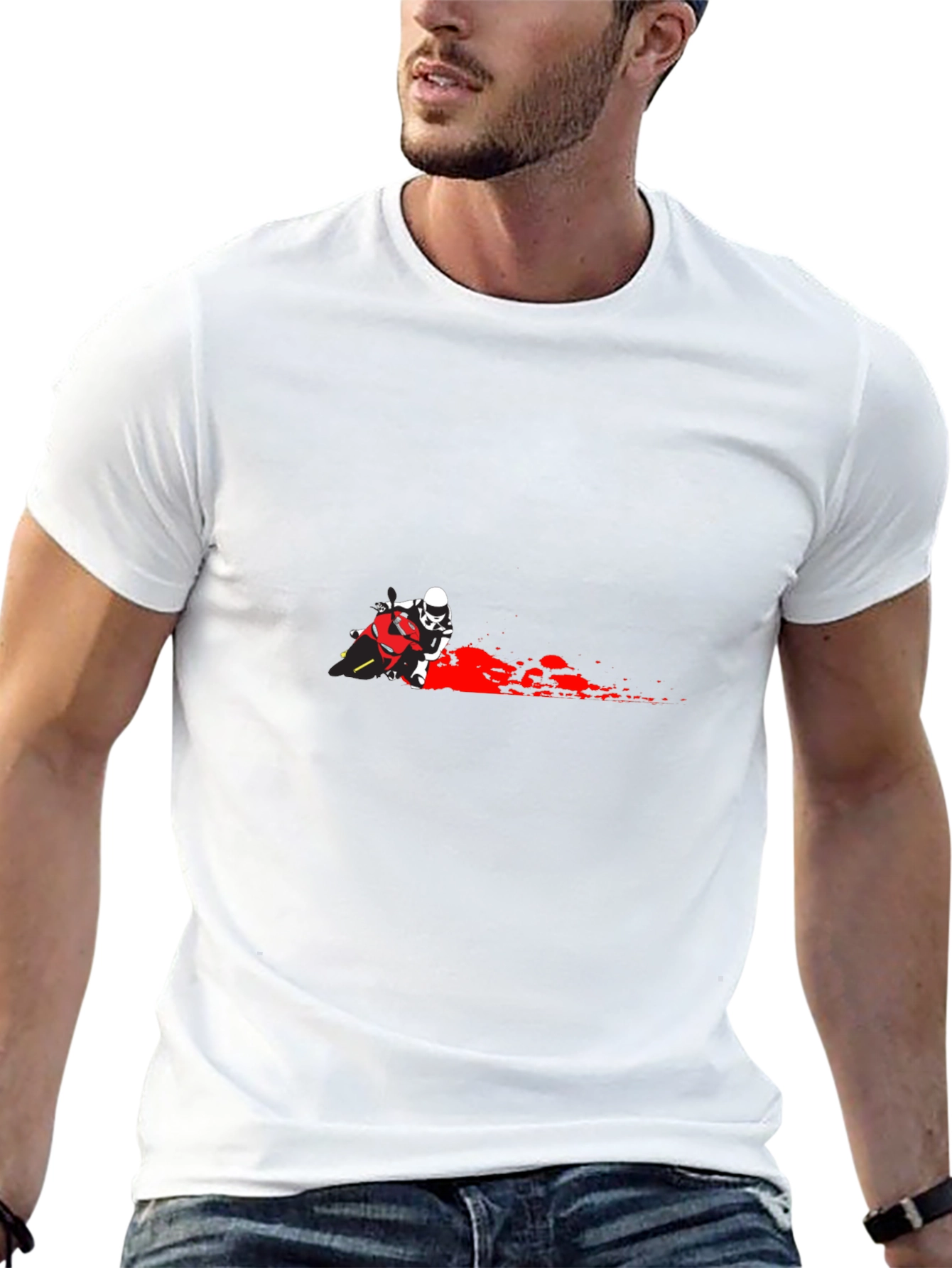 Motorcycle Rider Graphic T-Shirt - Black