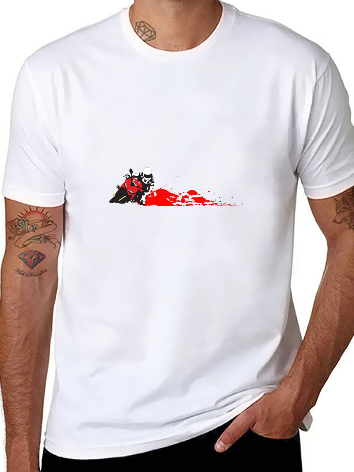 Motorcycle Rider Graphic T-Shirt - Black