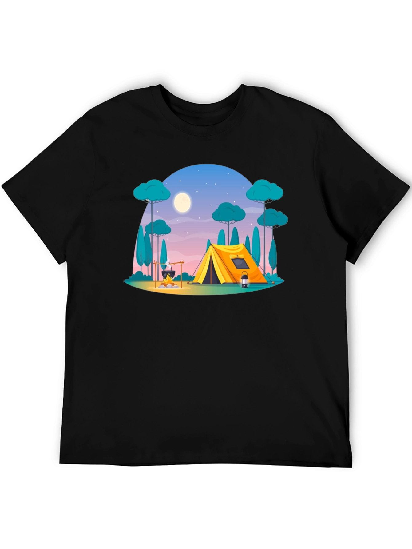 Camping Scene Graphic Tee - Outdoor Adventure Shirt