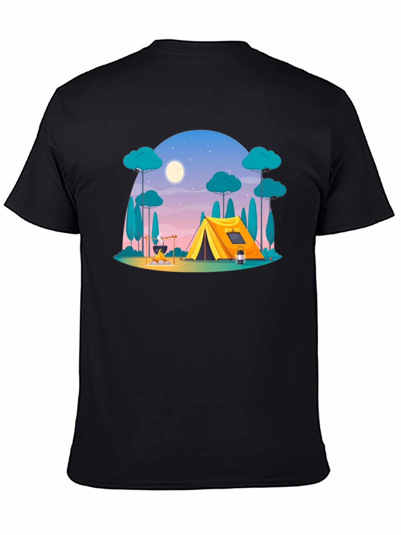 Camping Scene Graphic Tee - Outdoor Adventure Shirt