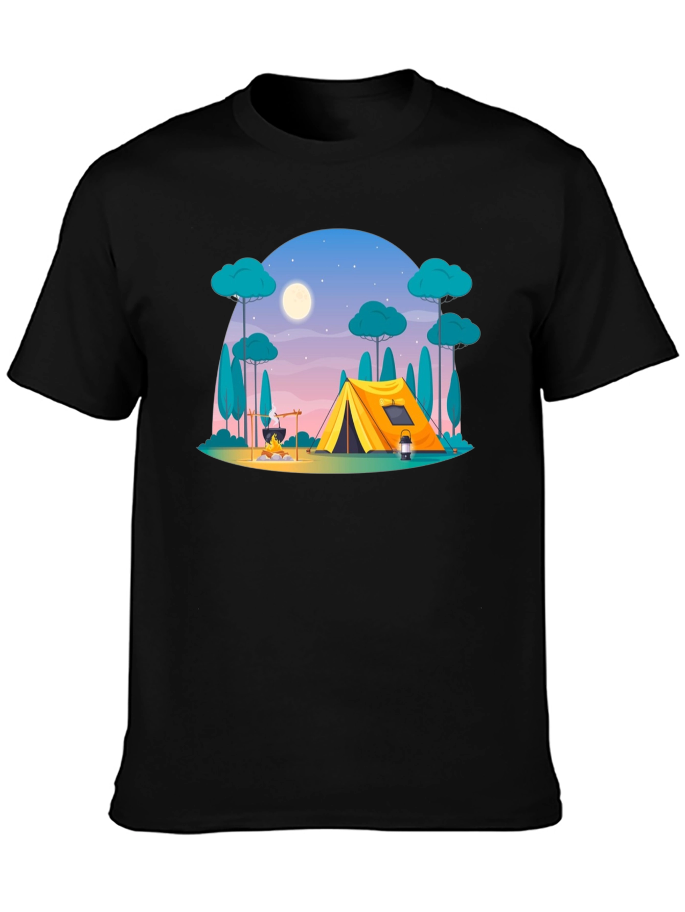 Camping Scene Graphic Tee - Outdoor Adventure Shirt