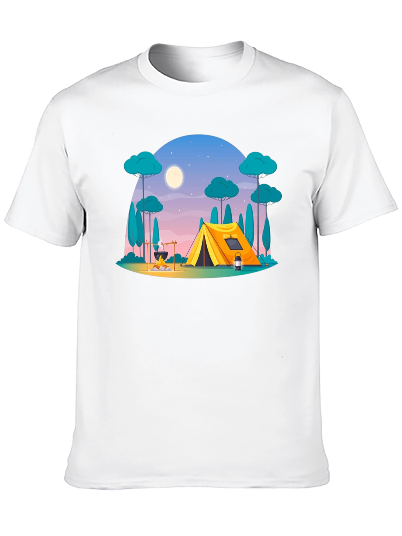 Camping Scene Graphic Tee - Outdoor Adventure Shirt