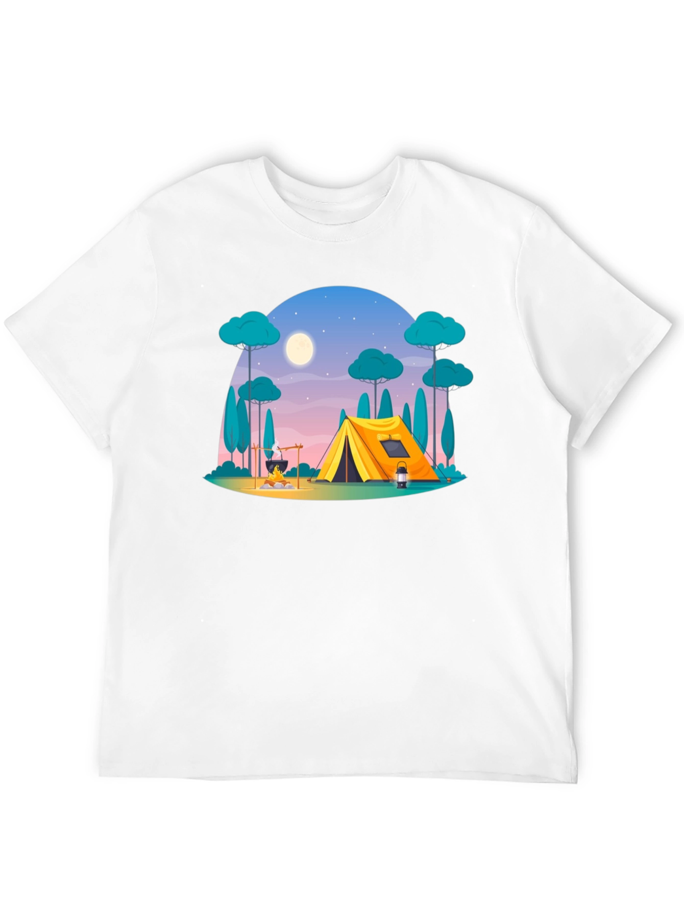 Camping Scene Graphic Tee - Outdoor Adventure Shirt