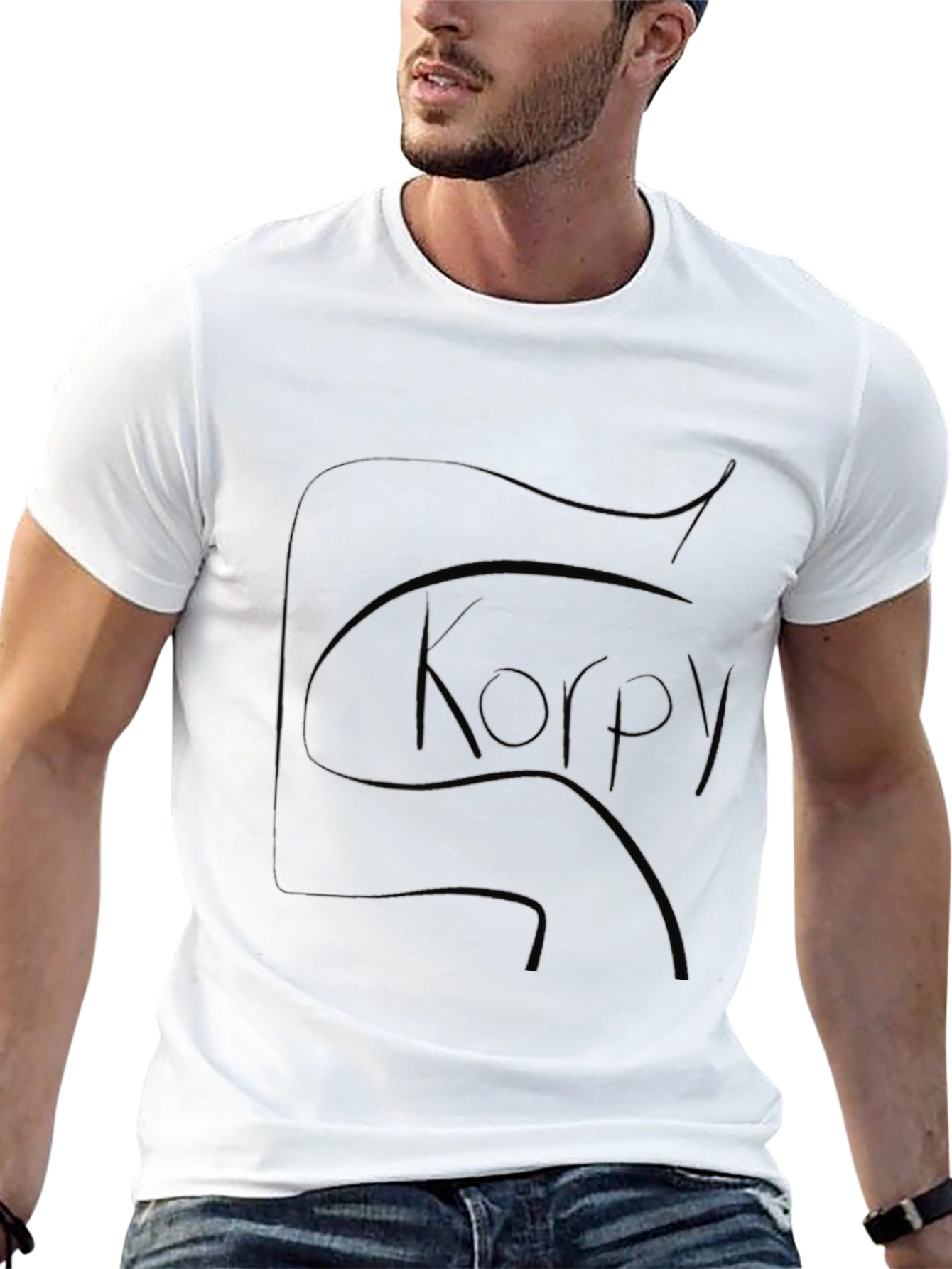 Mens Black Graphic T-Shirt with Korpy Design