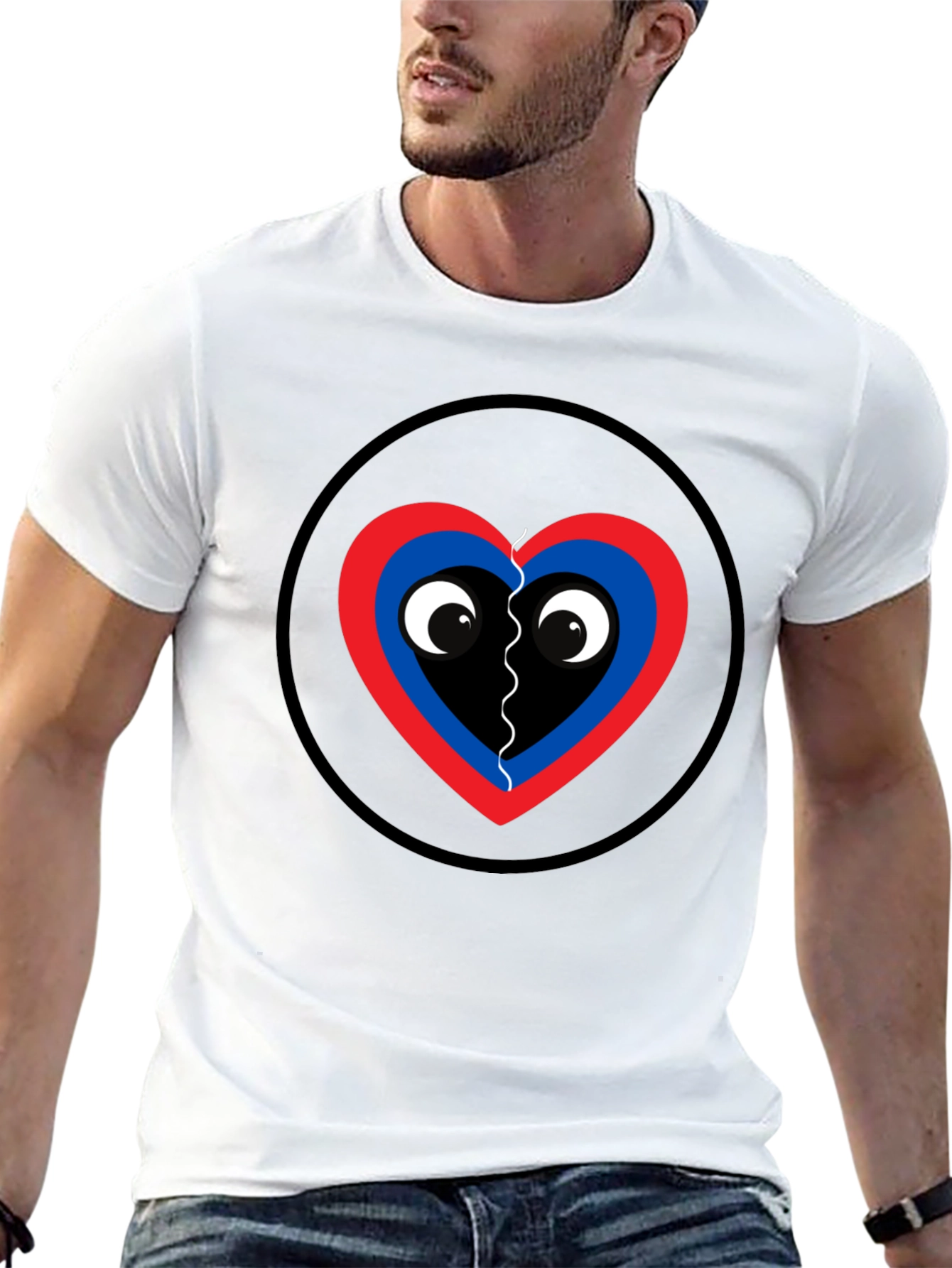 Playful Heart Graphic Tee - Black Cotton