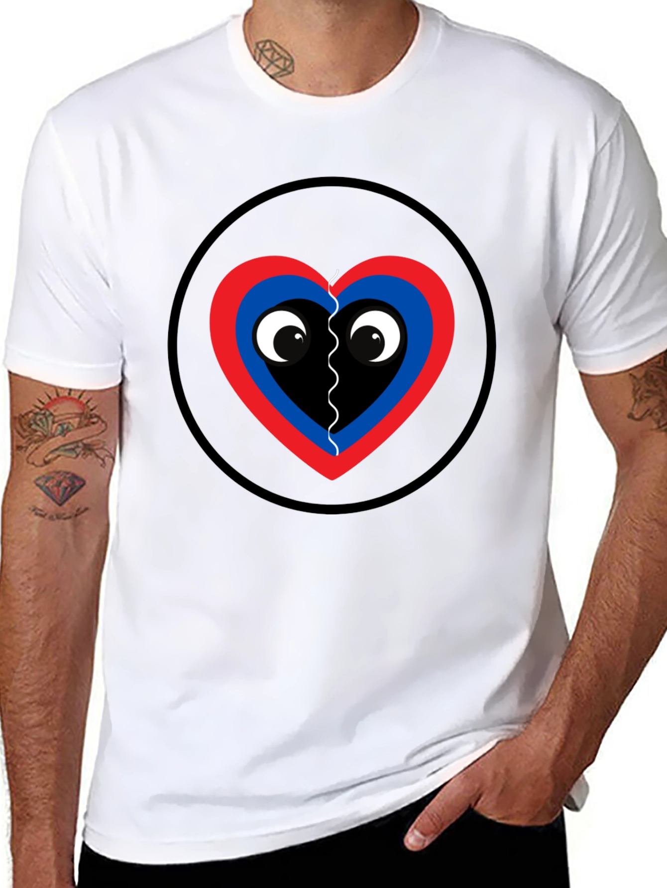 Playful Heart Graphic Tee - Black Cotton