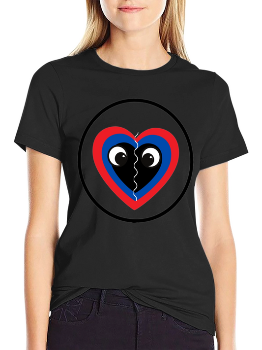 Playful Heart Graphic Tee - Black Cotton