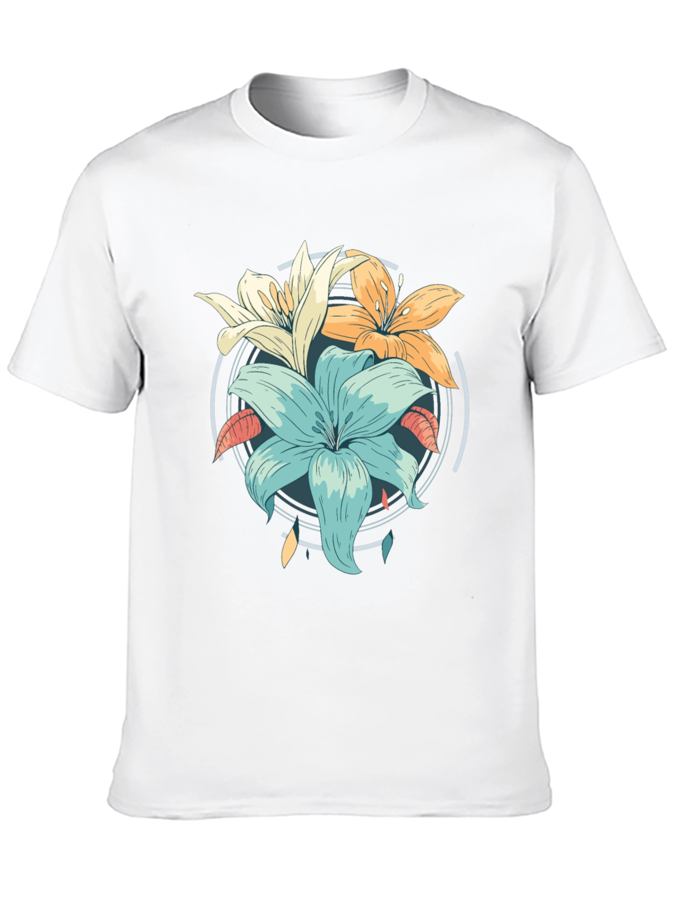 Floral Graphic Print Black T-Shirt