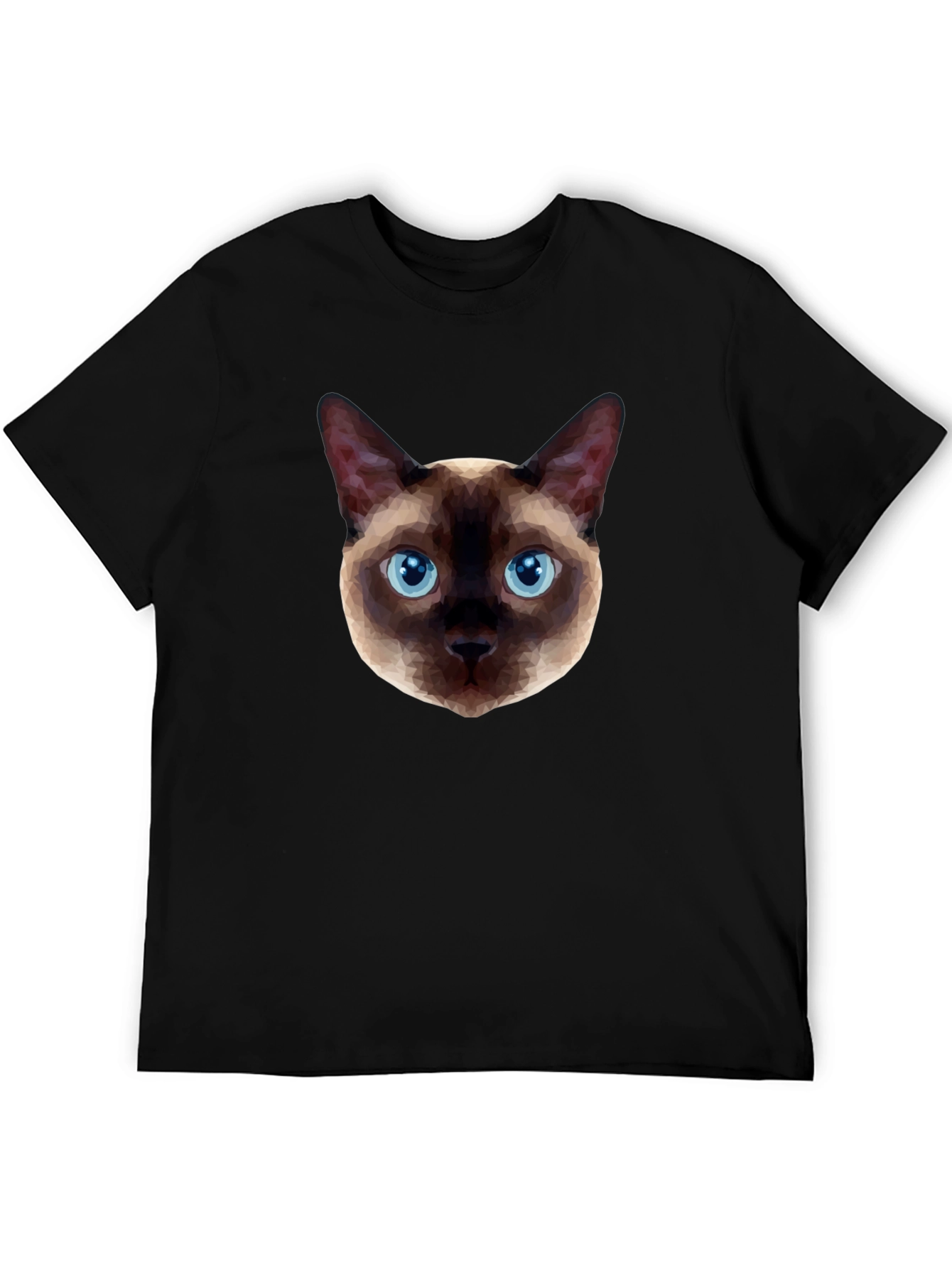 Geometric Siamese Cat Graphic T-Shirt