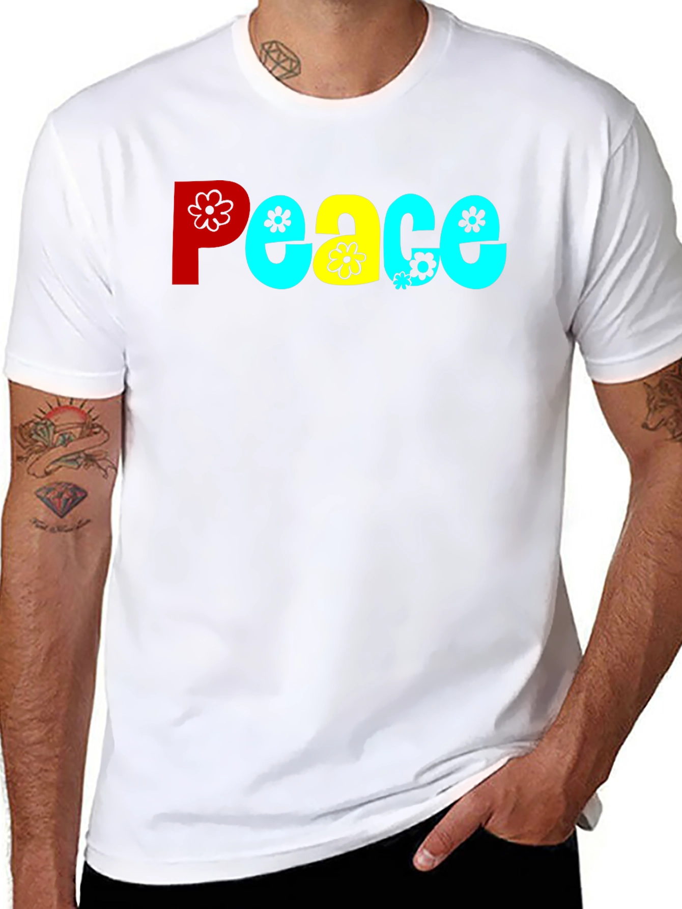 Peace T-Shirt - Retro Floral Design