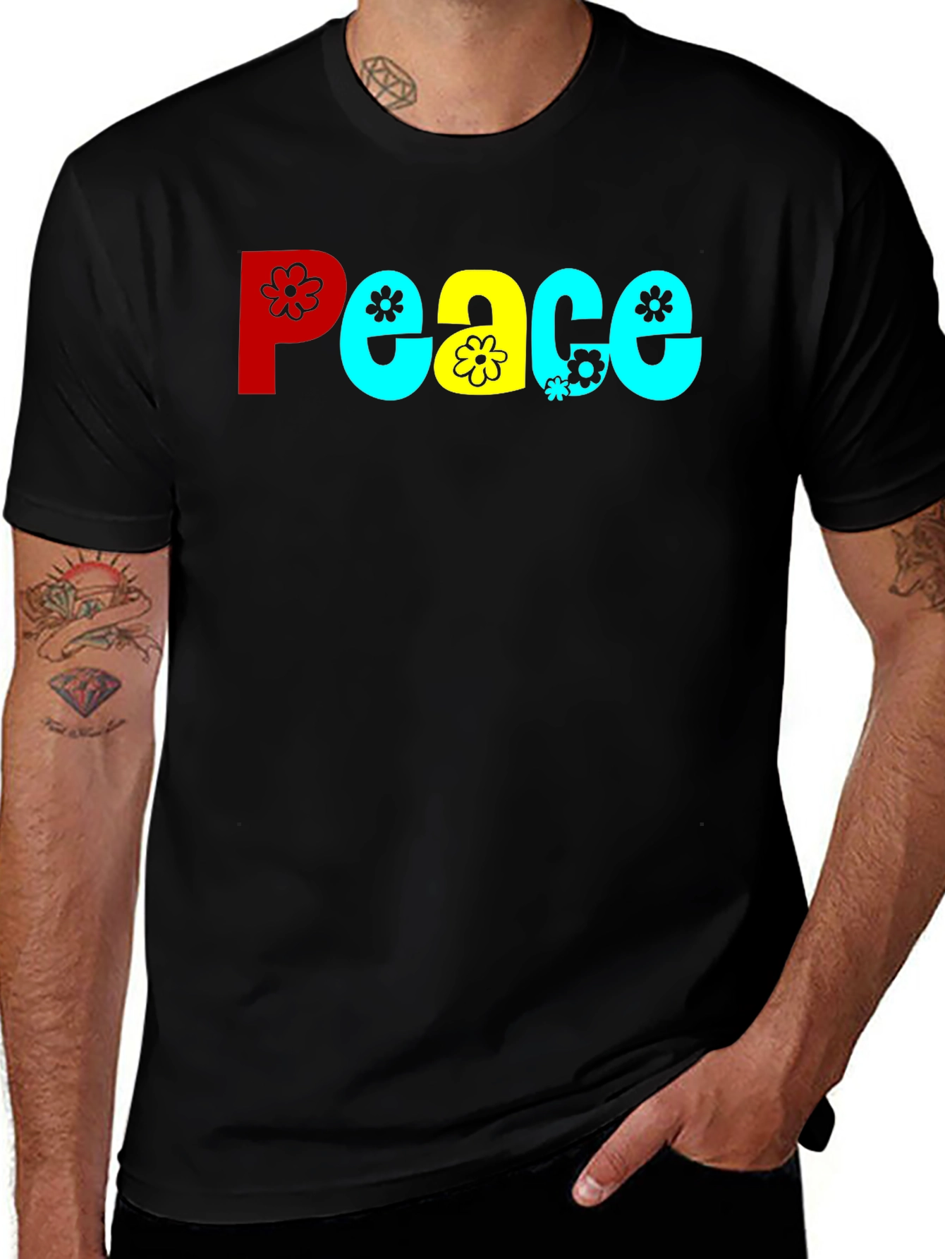 Peace T-Shirt - Retro Floral Design