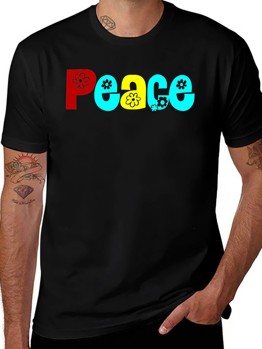 Peace T-Shirt - Retro Floral Design