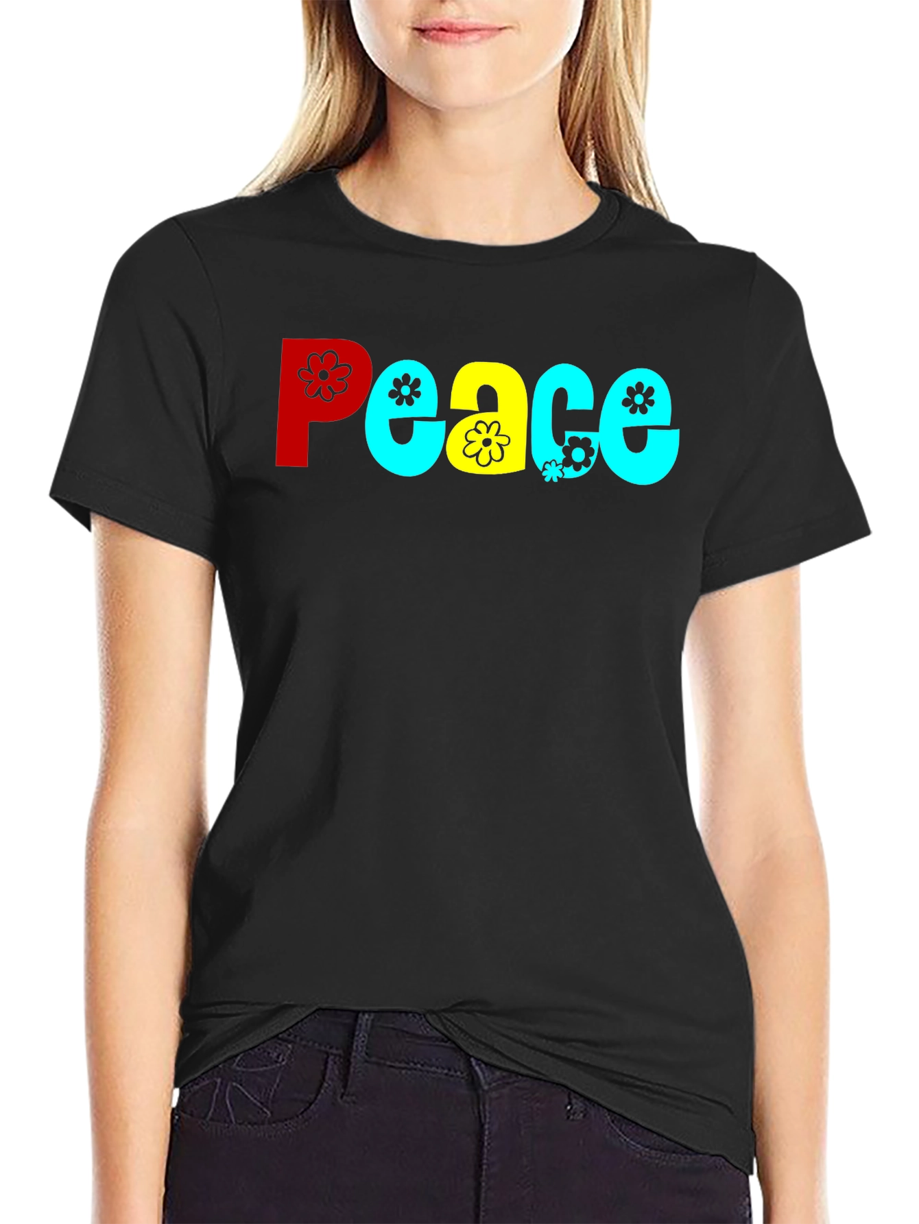 Peace T-Shirt - Retro Floral Design