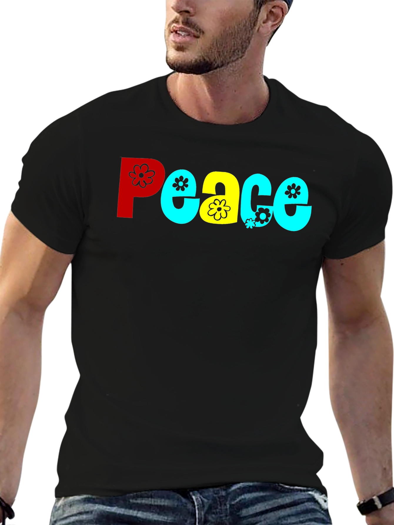 Peace T-Shirt - Retro Floral Design