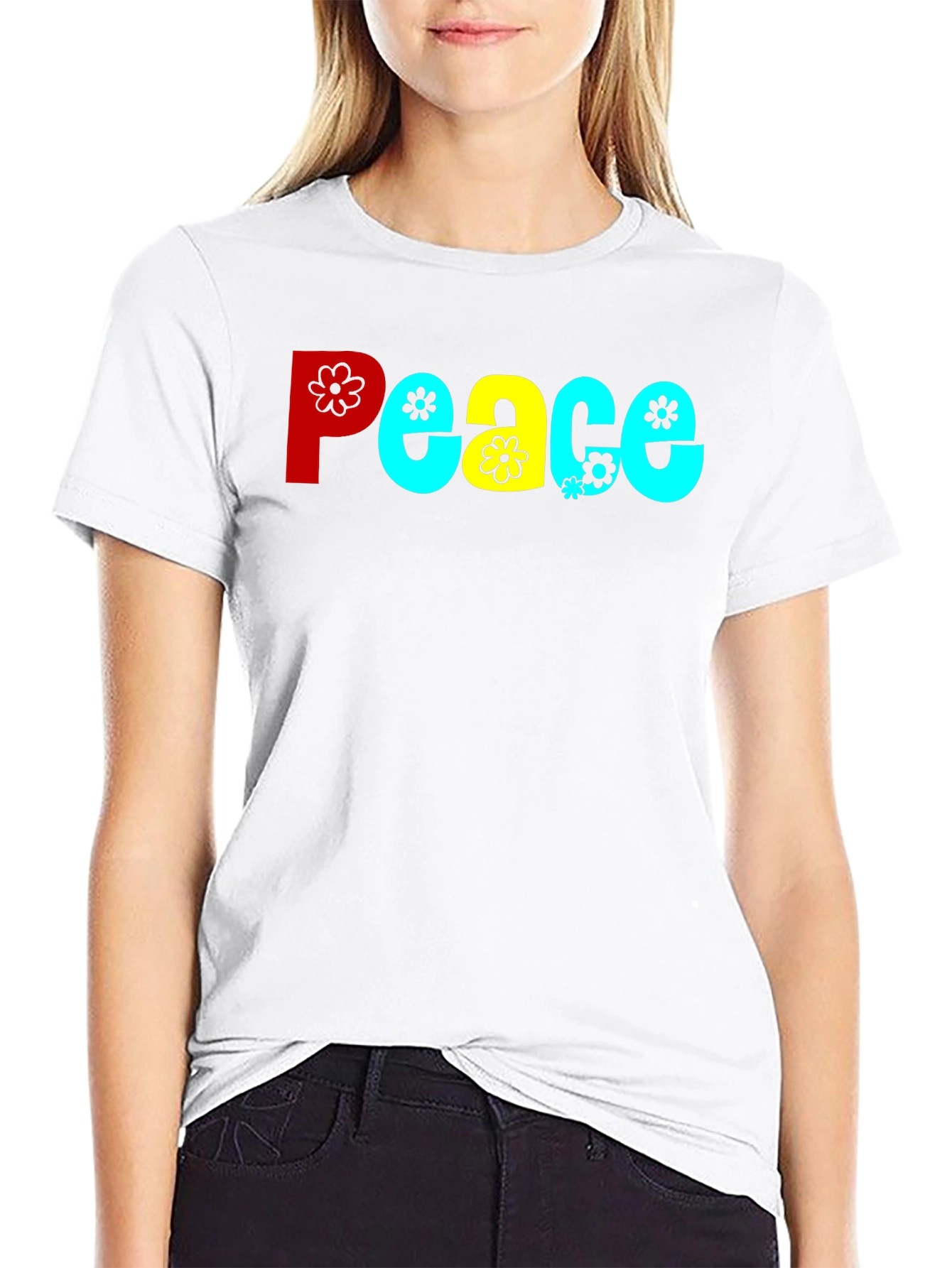 Peace T-Shirt - Retro Floral Design