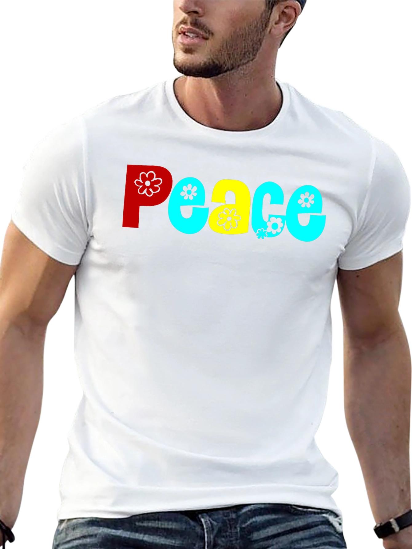 Peace T-Shirt - Retro Floral Design