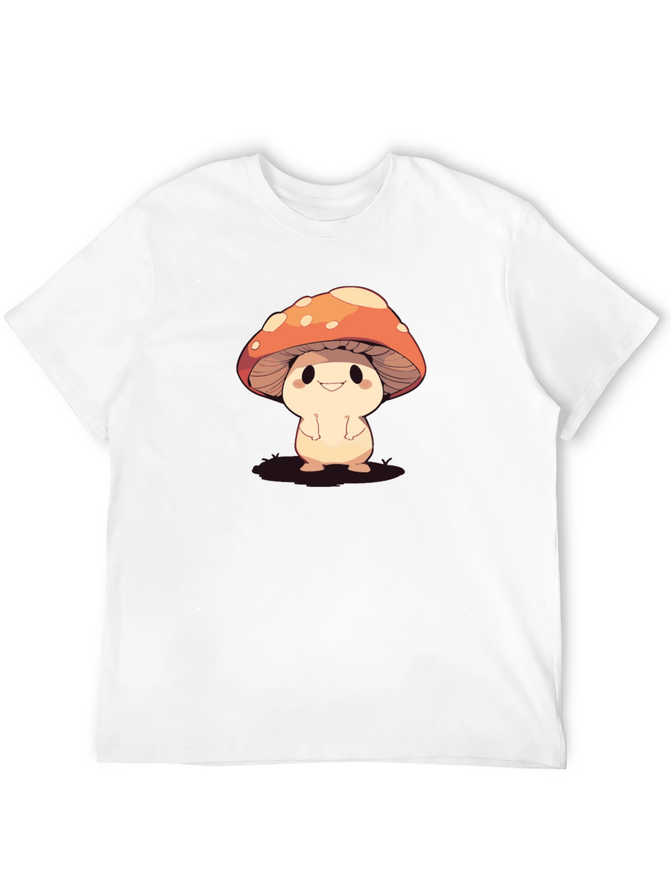 Cute Mushroom Graphic Black T-Shirt