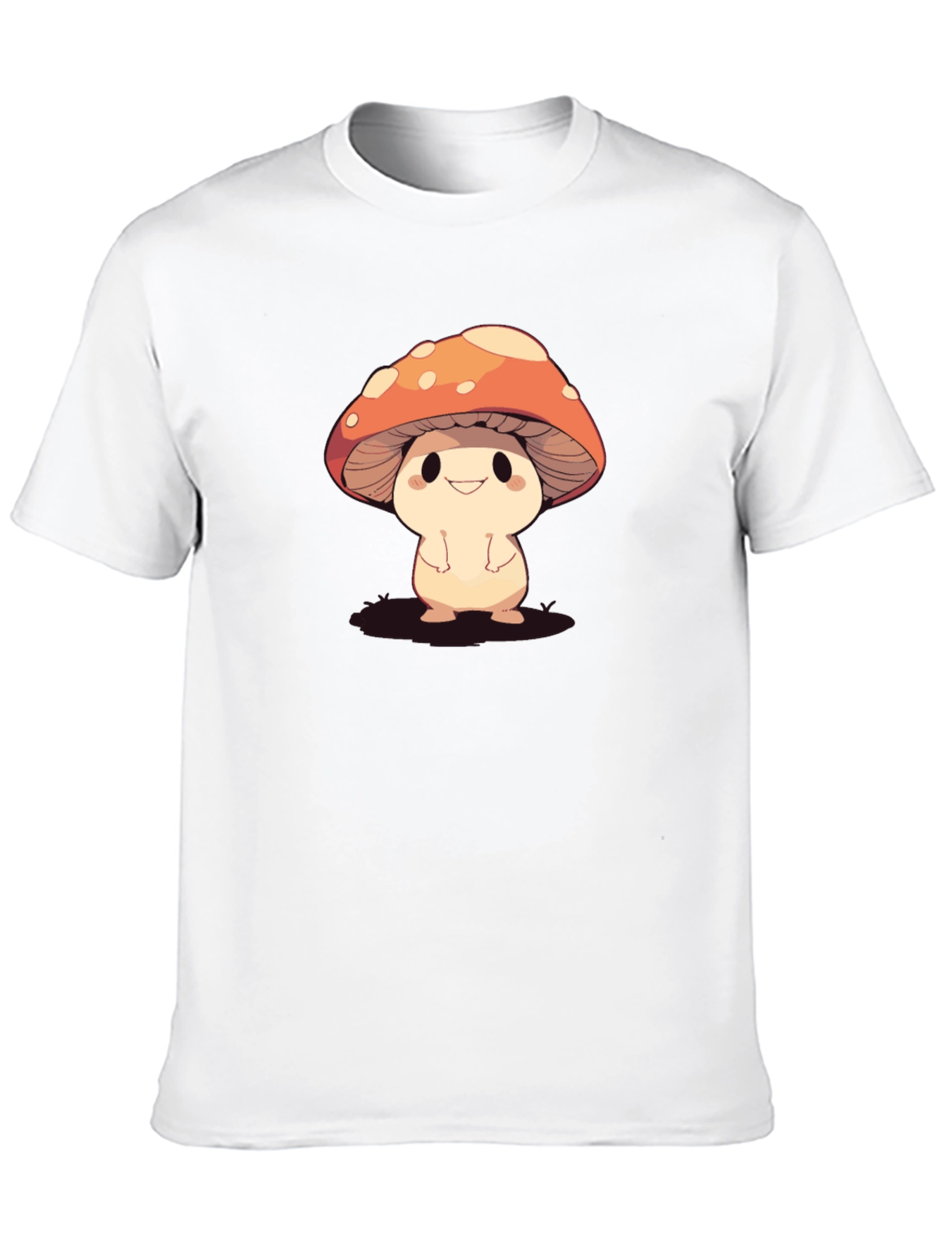 Cute Mushroom Graphic Black T-Shirt
