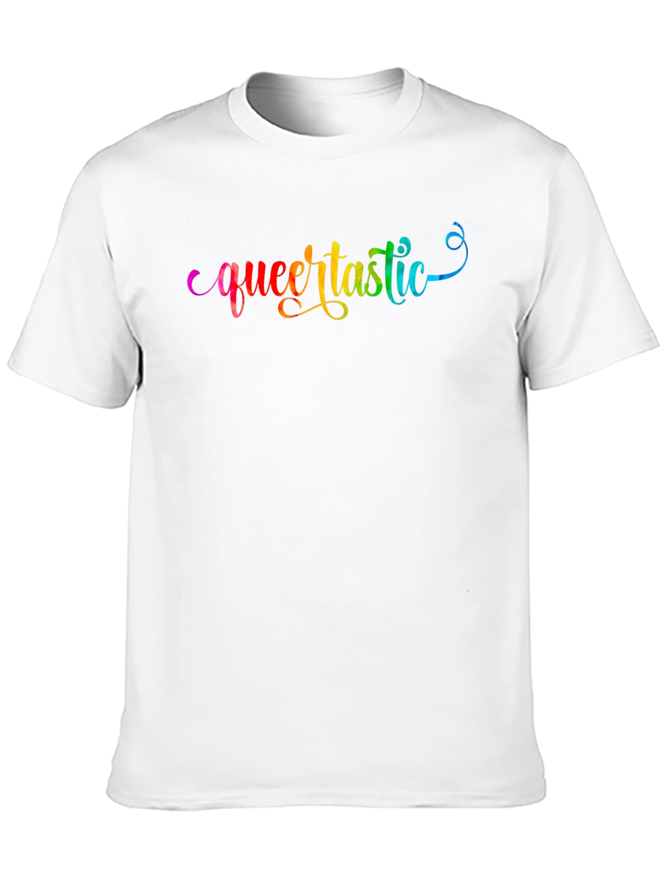 Queertastic Black T-Shirt - Pride Rainbow Text