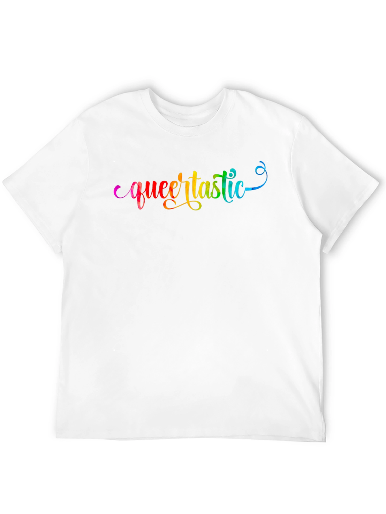 Queertastic Black T-Shirt - Pride Rainbow Text