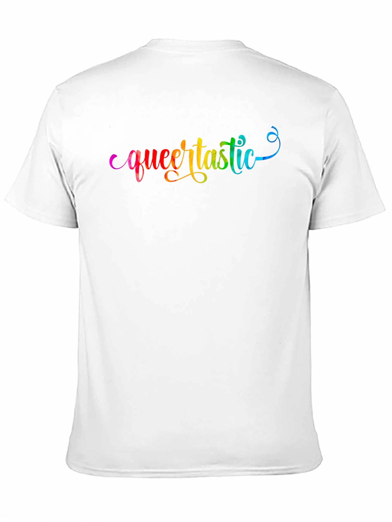 Queertastic Black T-Shirt - Pride Rainbow Text