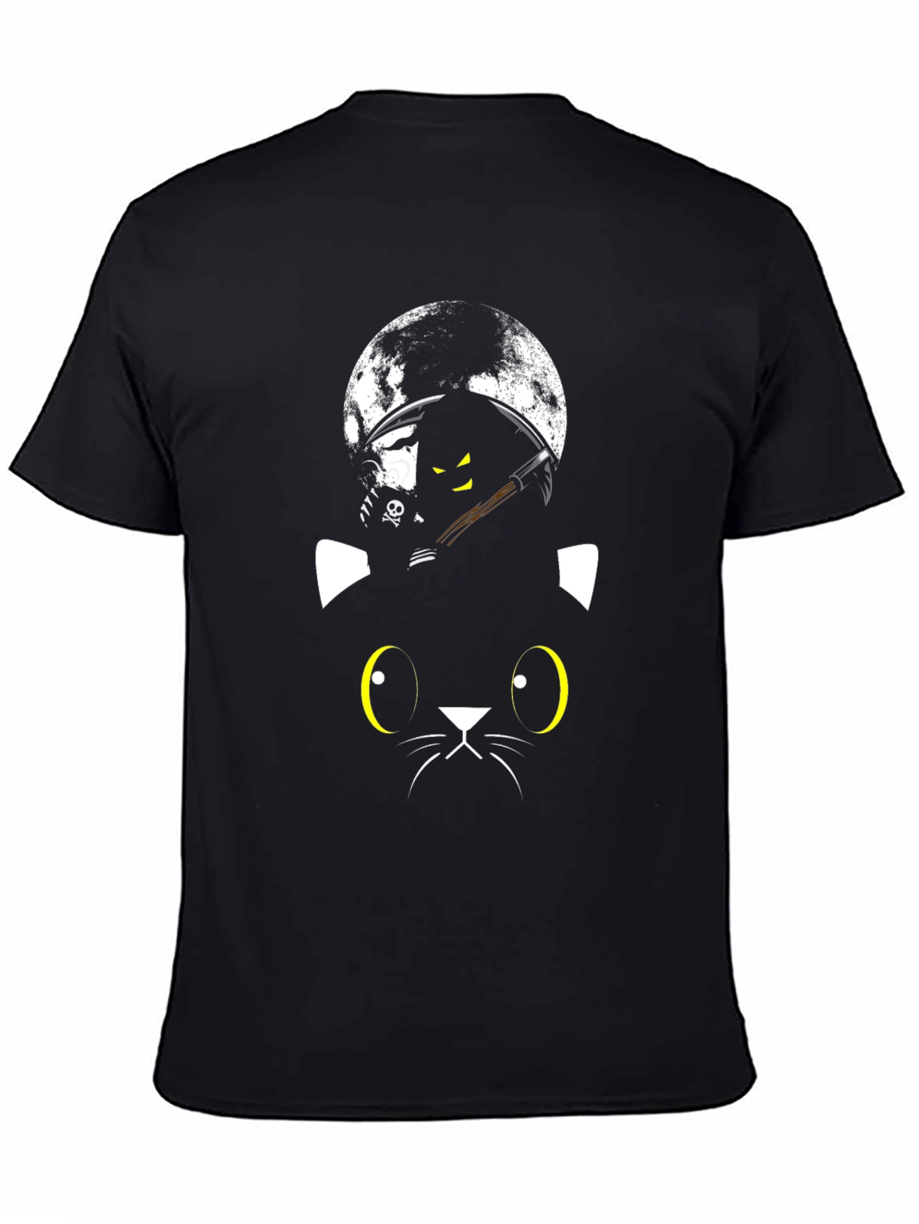 Black Cat Grim Reaper Moon T-Shirt - Halloween Style