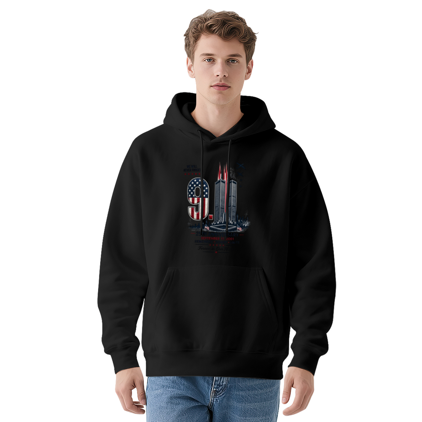 25th Anniversary We Will Never Forget 9/11 Memorial Tribute Hoodie